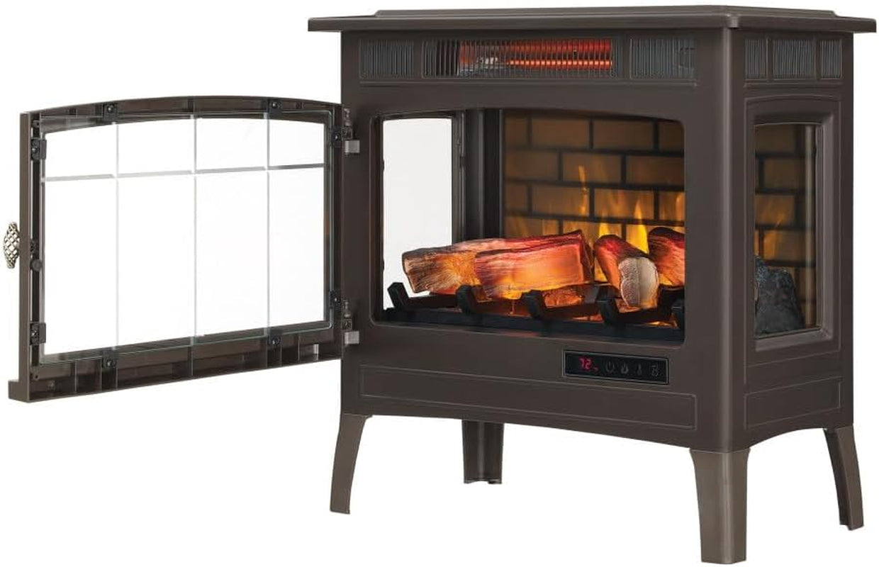 3D Infrared Electric Fireplace Stove with Remote Control - Portable Indoor Space Heater - DFI-5010 (Bronze)